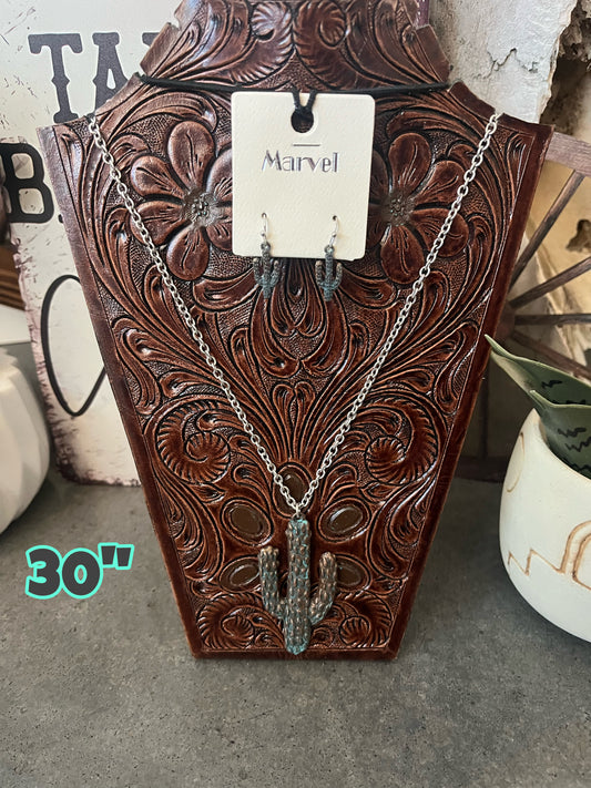 Cactus Necklace with Earrings