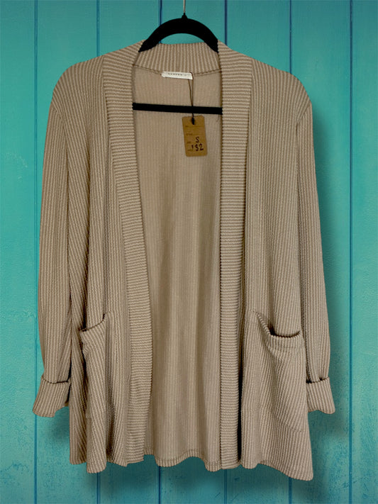 Beige Ribbed Cardigan