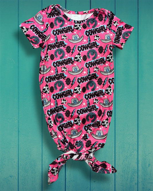 Pink Cowgirl Infant Gown