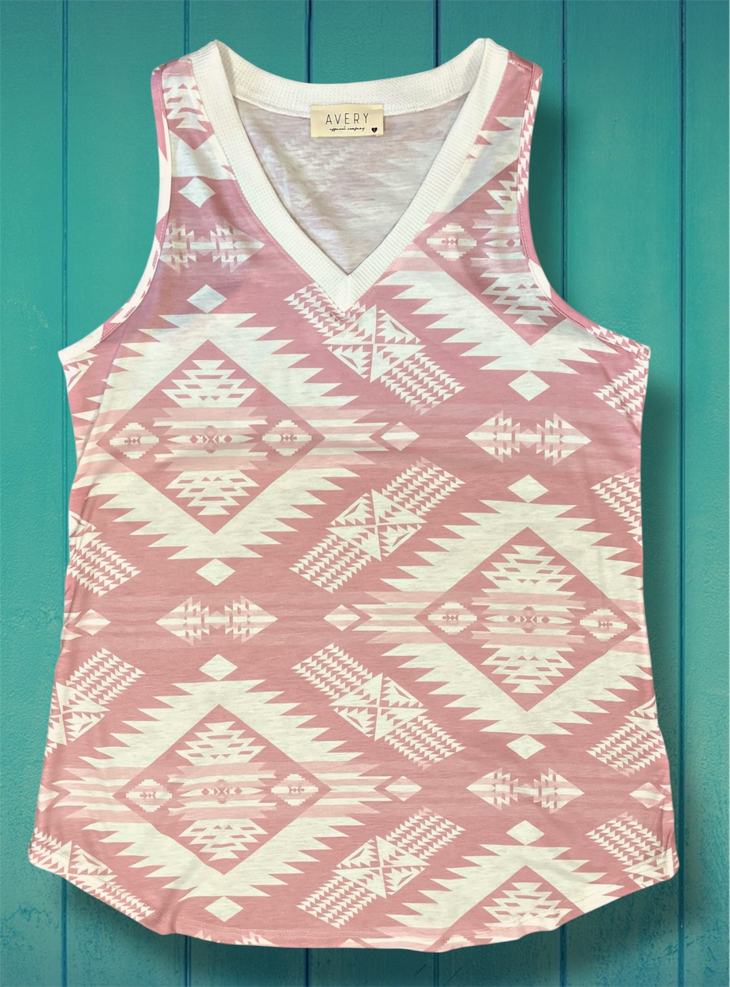 Pink and White Aztec Print Tank Top