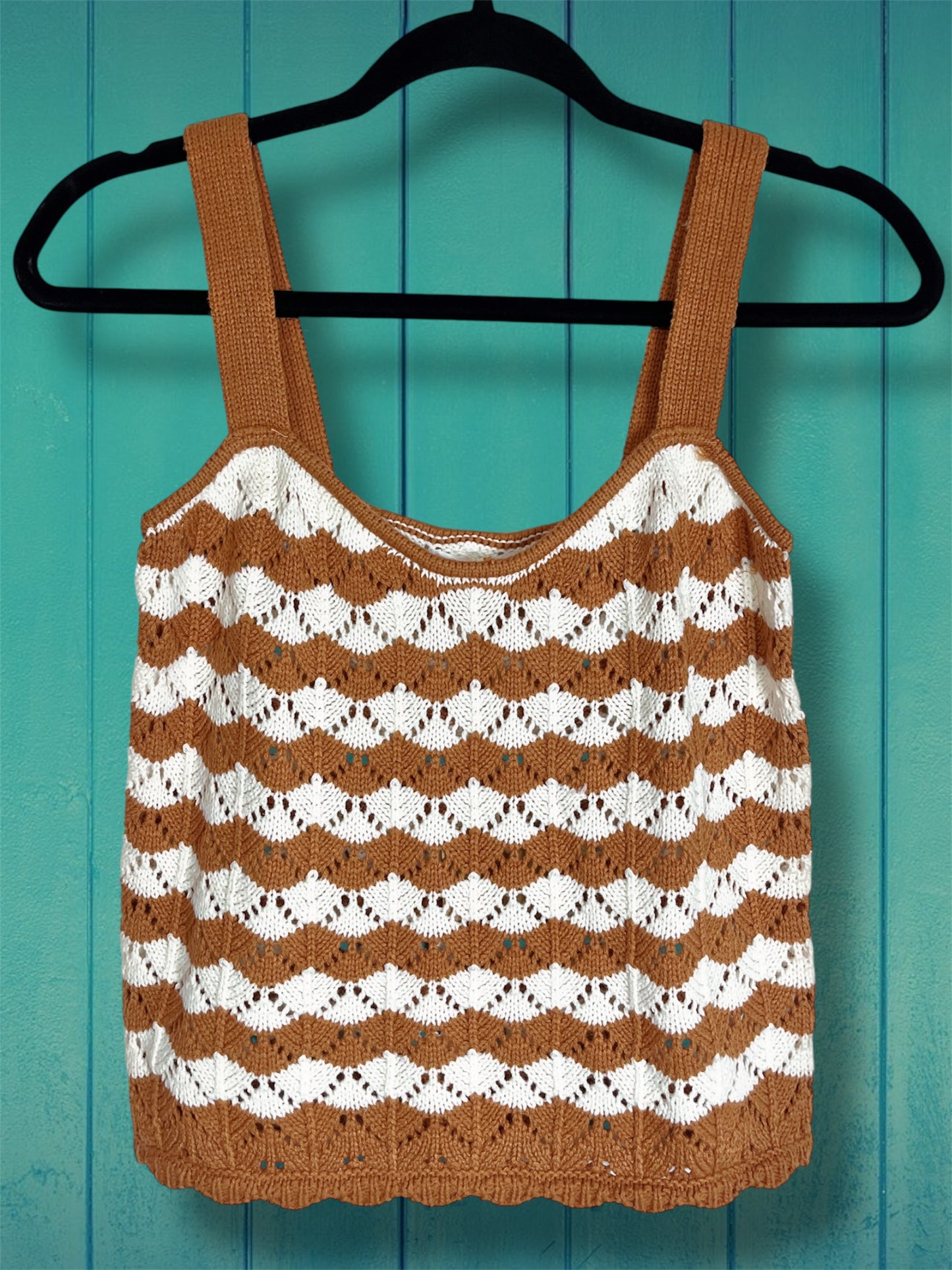 Light Rust Striped Crotchet Top