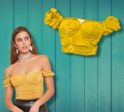Mustard Tube Slinky Crop Top