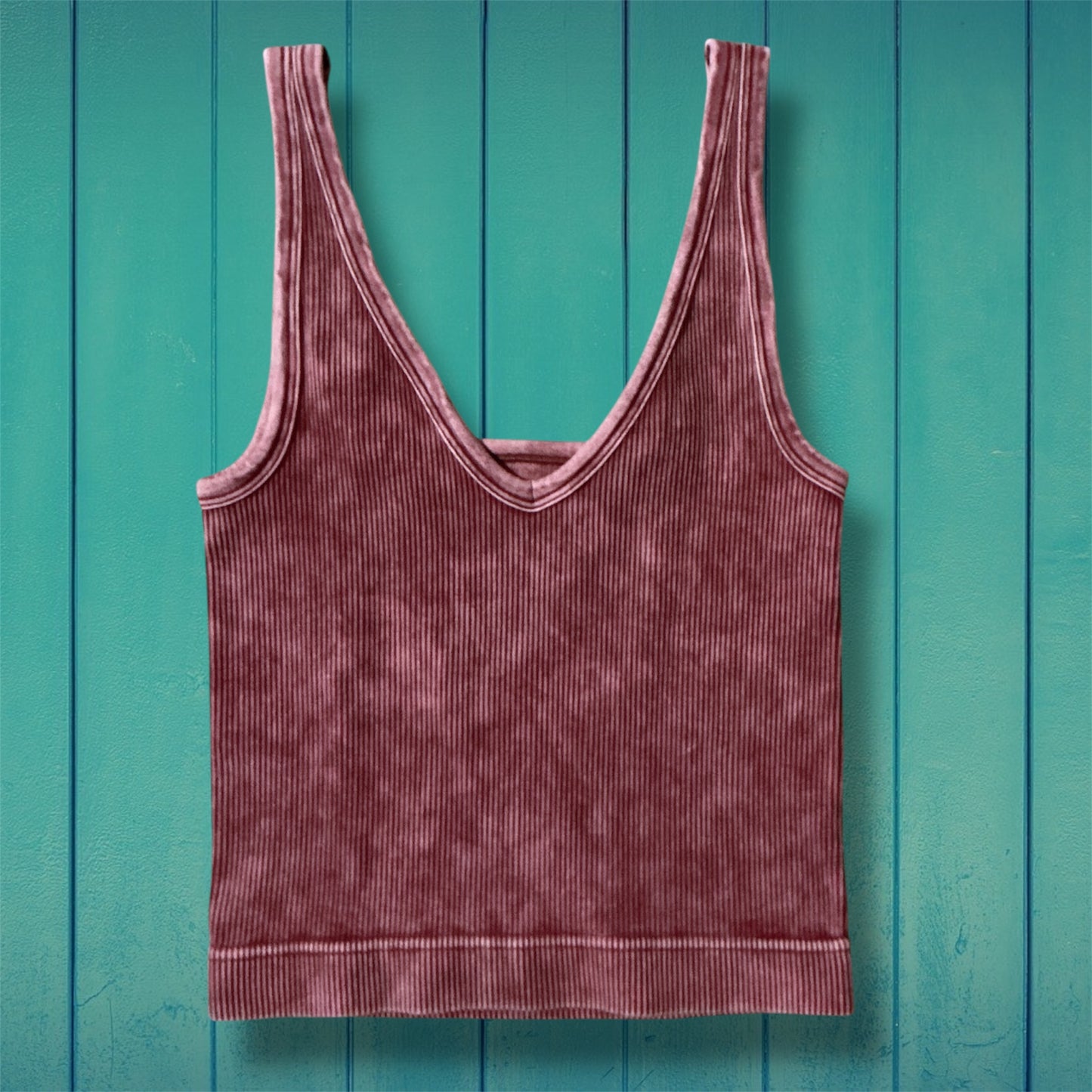 Dark Mauve Ribbed Crop