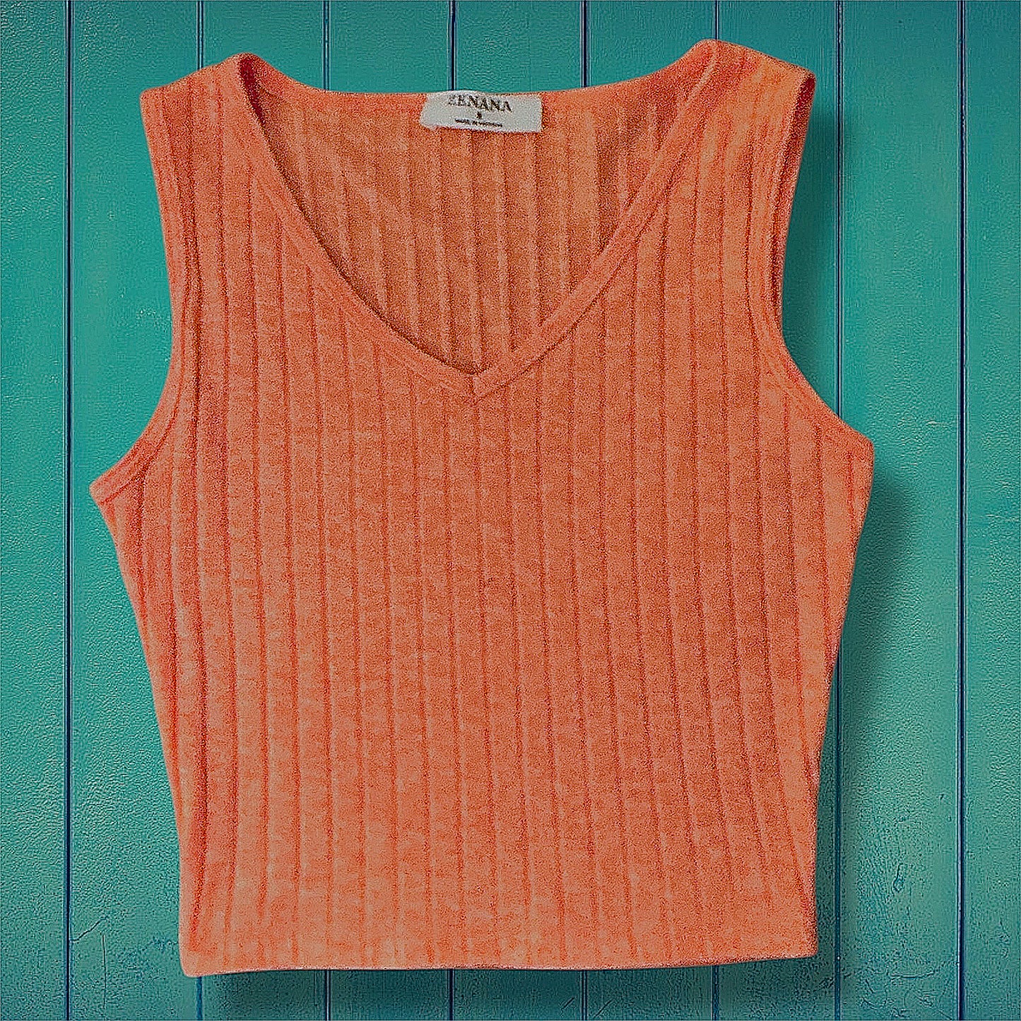 Orange Ribbed Crop Top