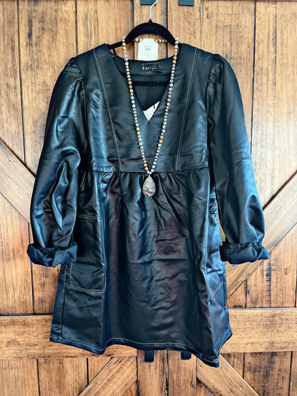 Black Faux Leather Dress