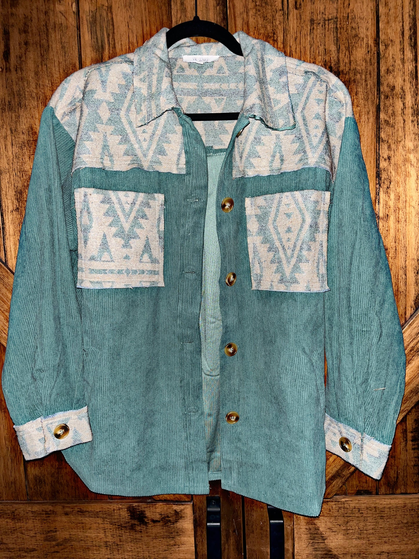 Teal/Aztec Corduroy Shacket