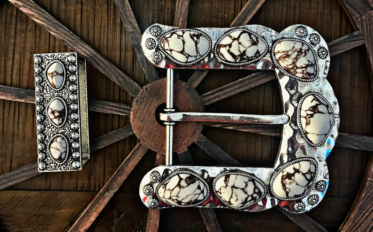 White Stone Belt Buckle