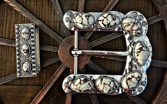 White Stone Belt Buckle