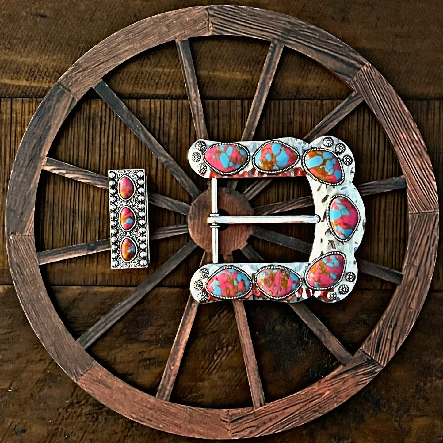 Pink Mix Stone Belt Buckle