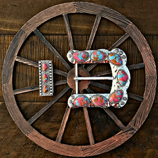 Pink Mix Stone Belt Buckle