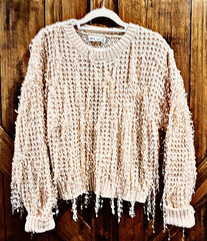 Champagne Fringe Sweater