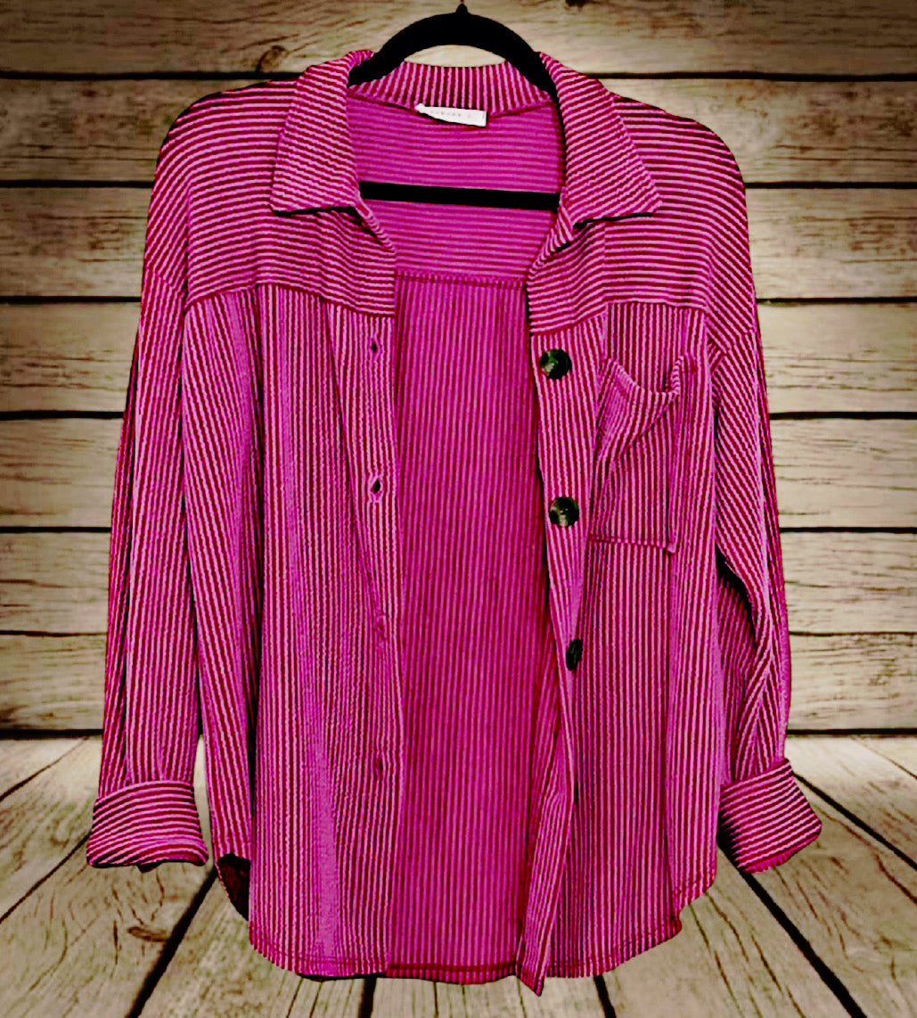Pink Ribbed Shacket