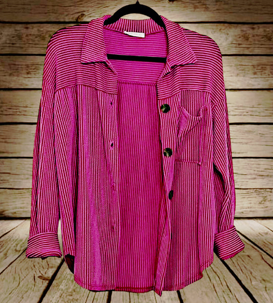 Pink Ribbed Shacket
