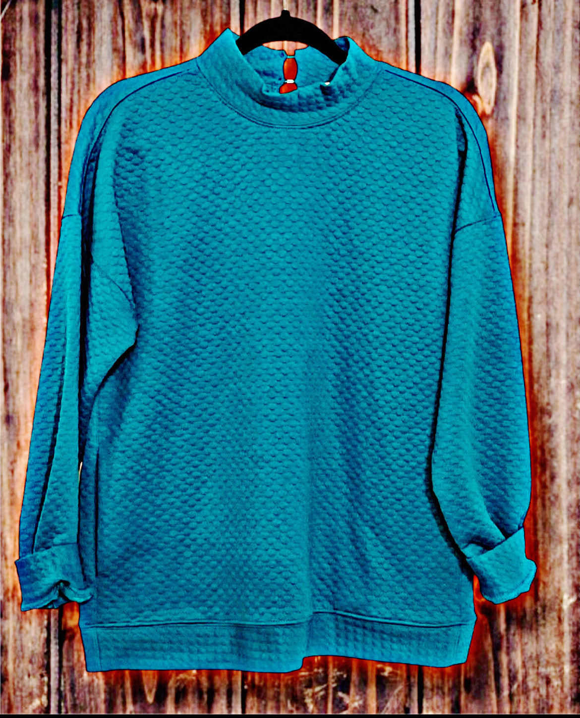 Jade Textured Mock Neck Top