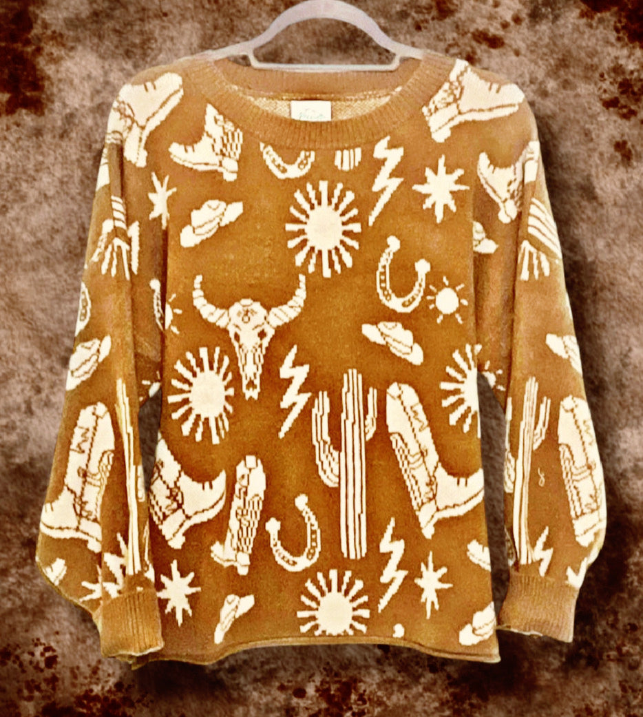 Camel Western Sweater