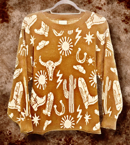 Camel Western Sweater