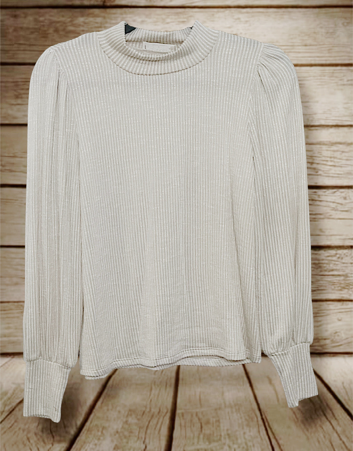 Beige Ribbed L/S Top