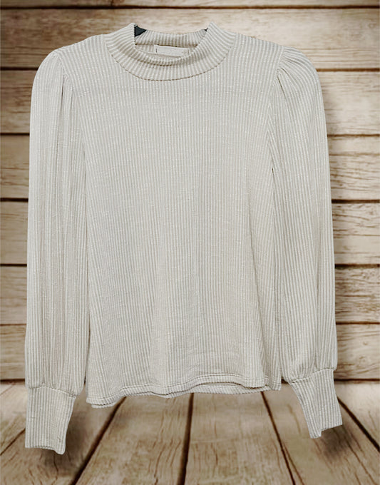 Beige Ribbed L/S Top