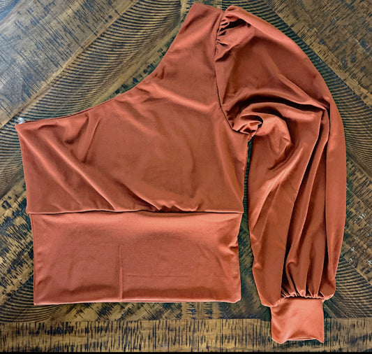One Shoulder Rust Top