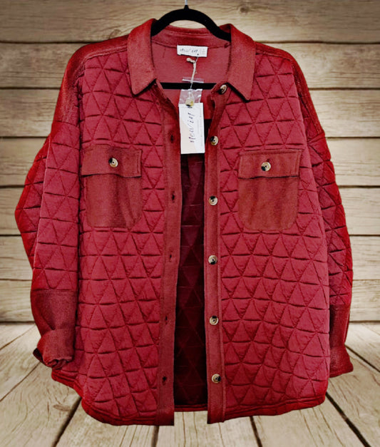 Brick Quilted Shacket