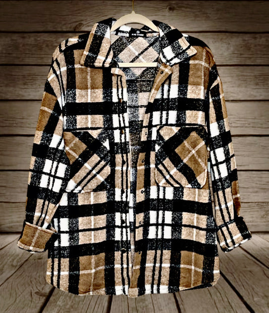 Camel/Black/Beige Flannel Shacket