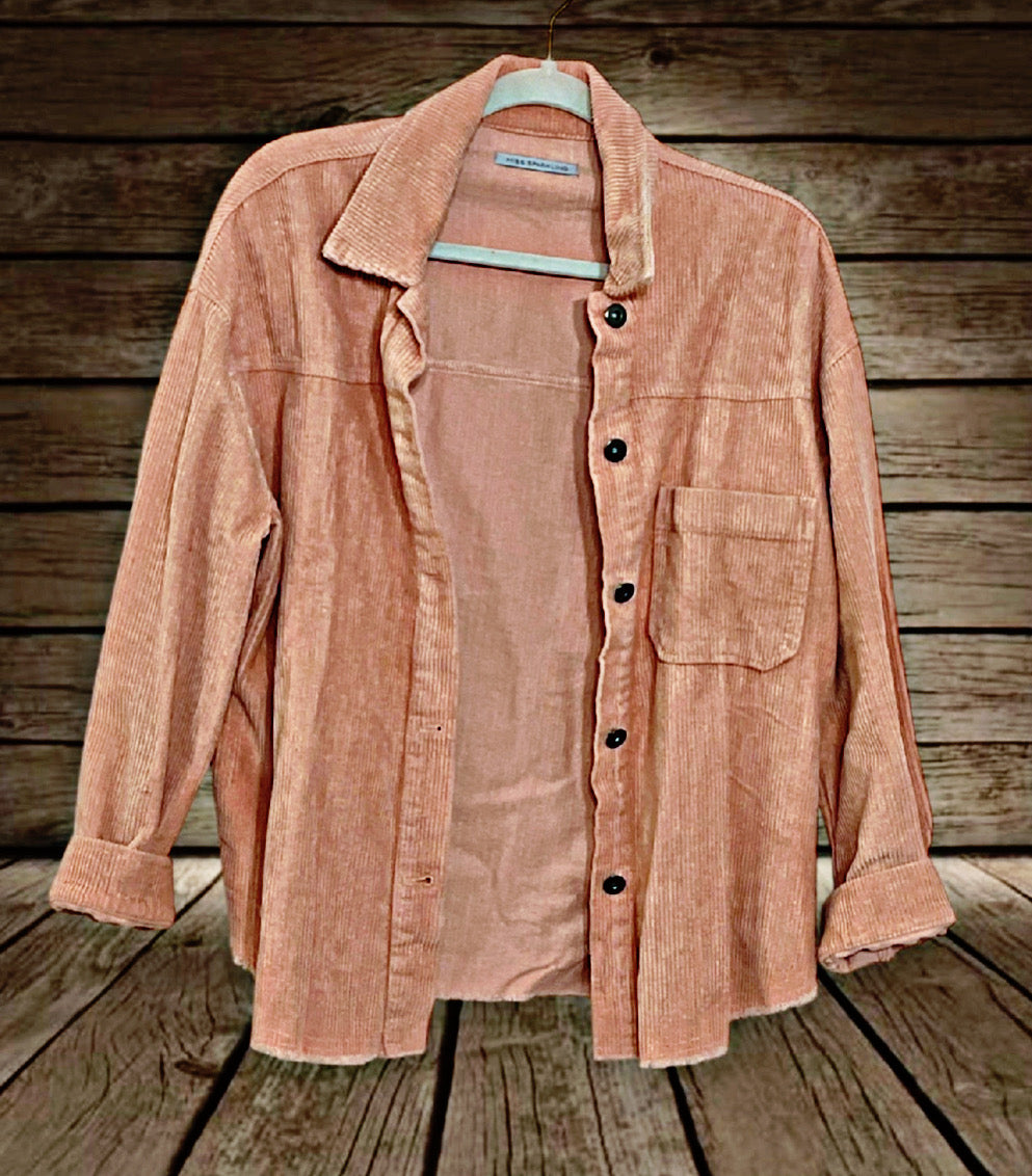 Peach Corduroy Shacket