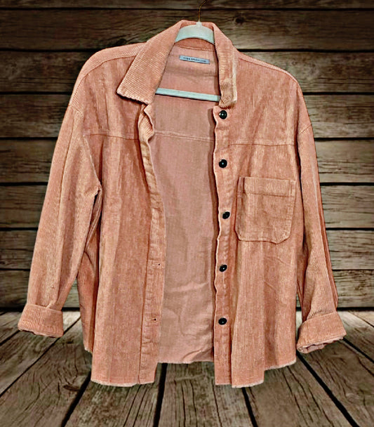 Peach Corduroy Shacket