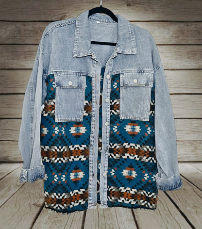 Denim/Teal Aztec Shacket