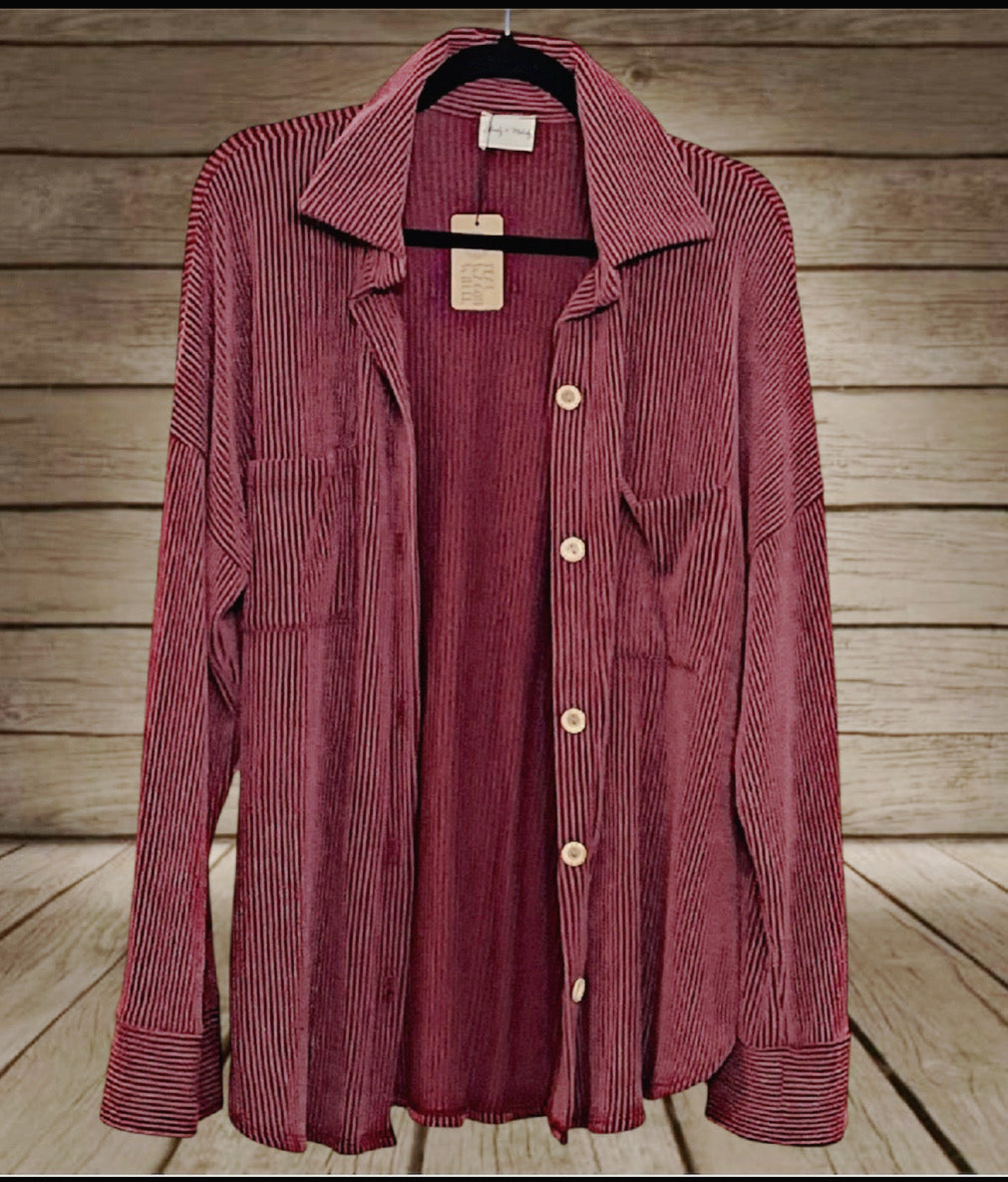 Burgundy Ribbed Shacket