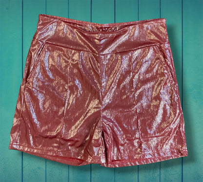 Pink Shiny Metallic Shorts