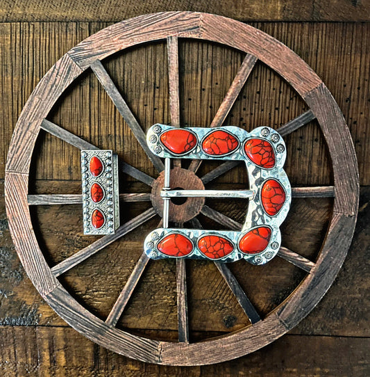 Red Stone Belt Buckle