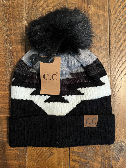 Black/Grey Aztec Beanie