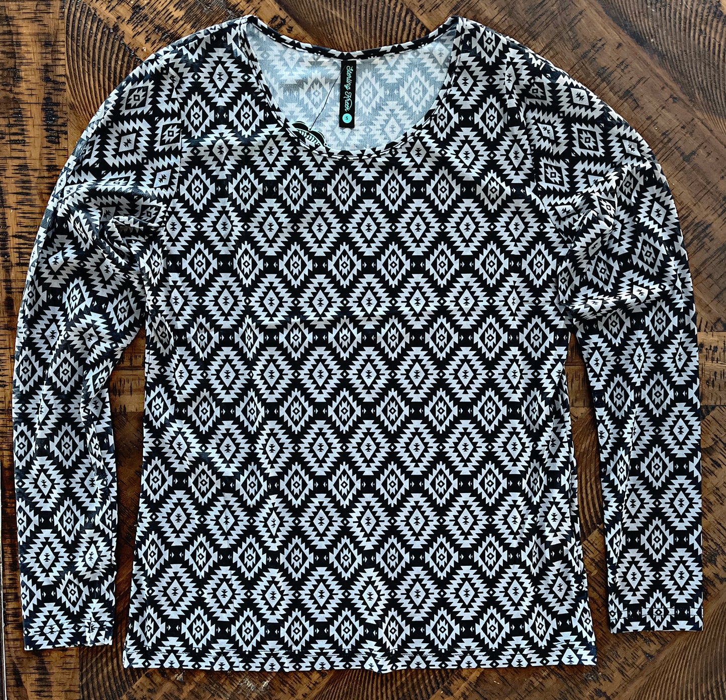 Black/Grey Aztec Mesh Top