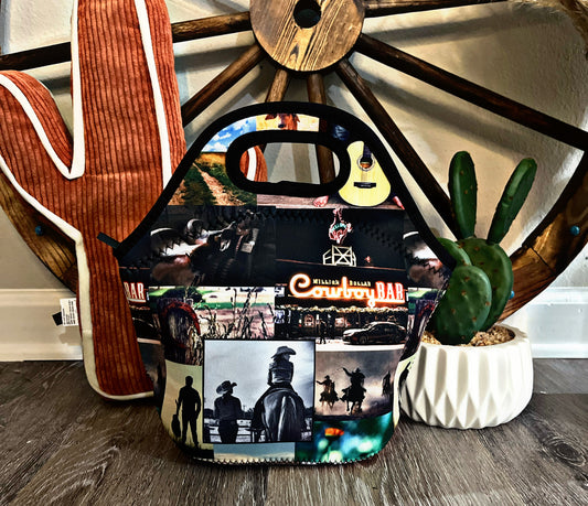Cowboy Collage Lunch Tote