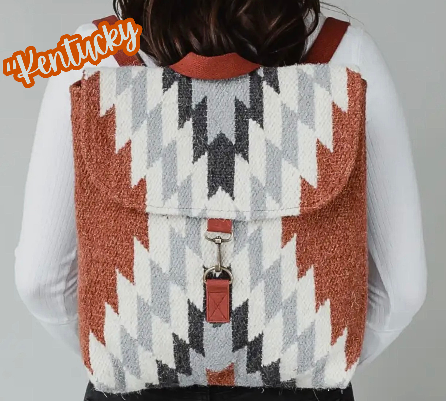 “Kentucky” - Rust, Cream & Gray Aztec Backpack