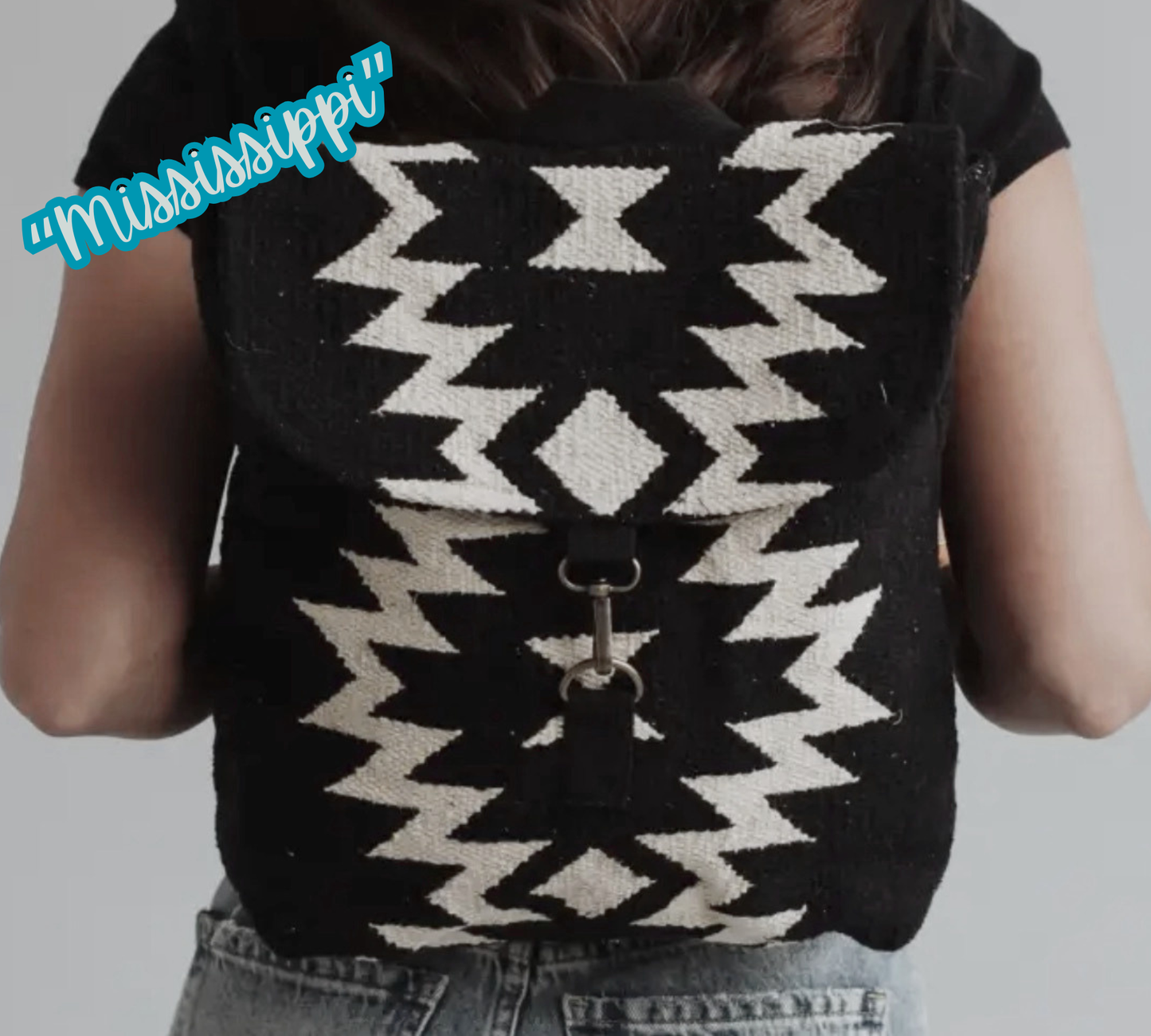 “Mississippi” - Black & Cream Aztec Backpack