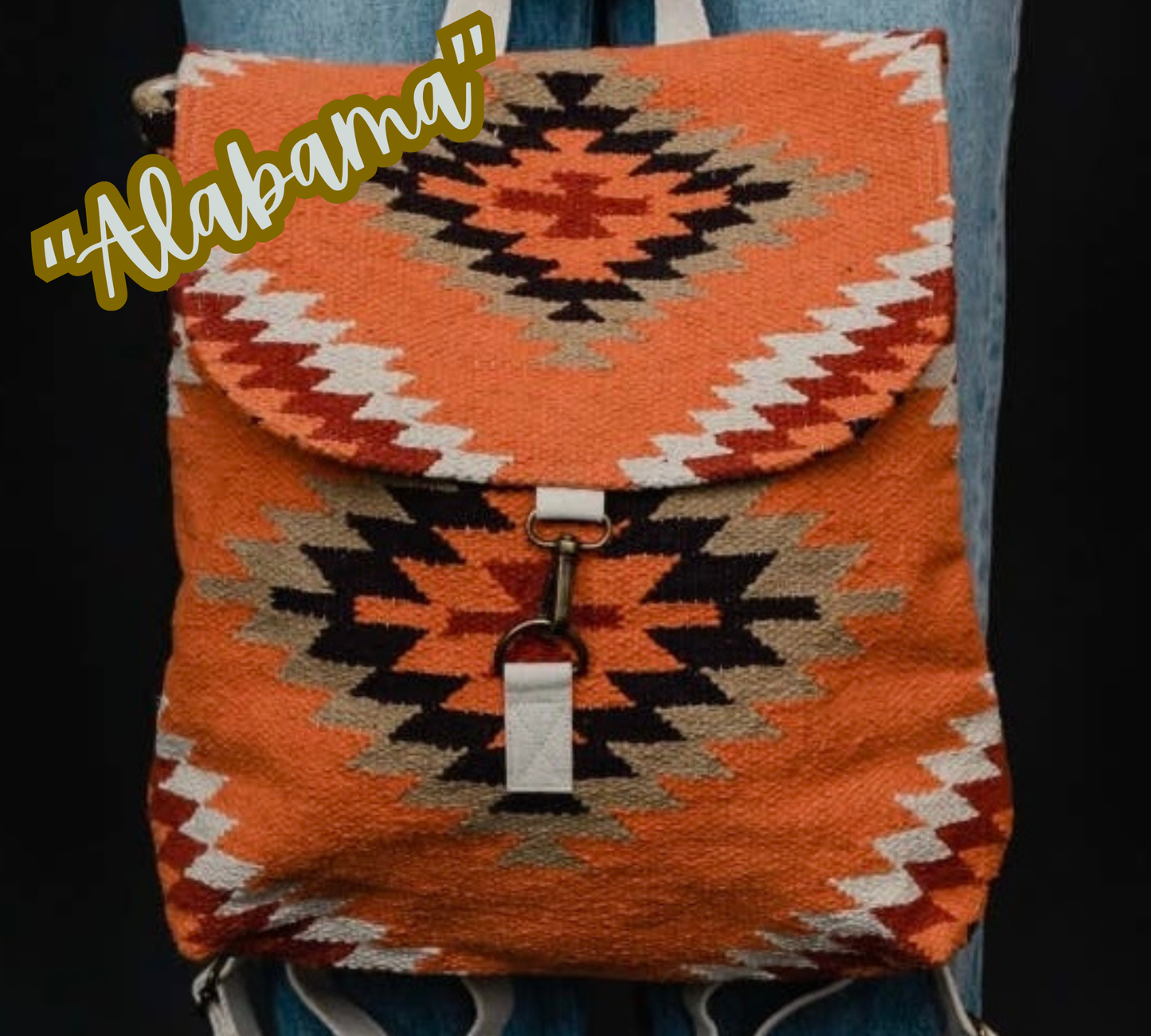 “Alabama” - Orange, White & Red Aztec Backpack