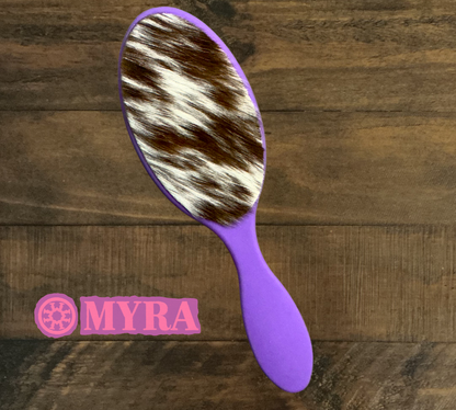 Myra Brand Hairbrushes with Brown Cowhide