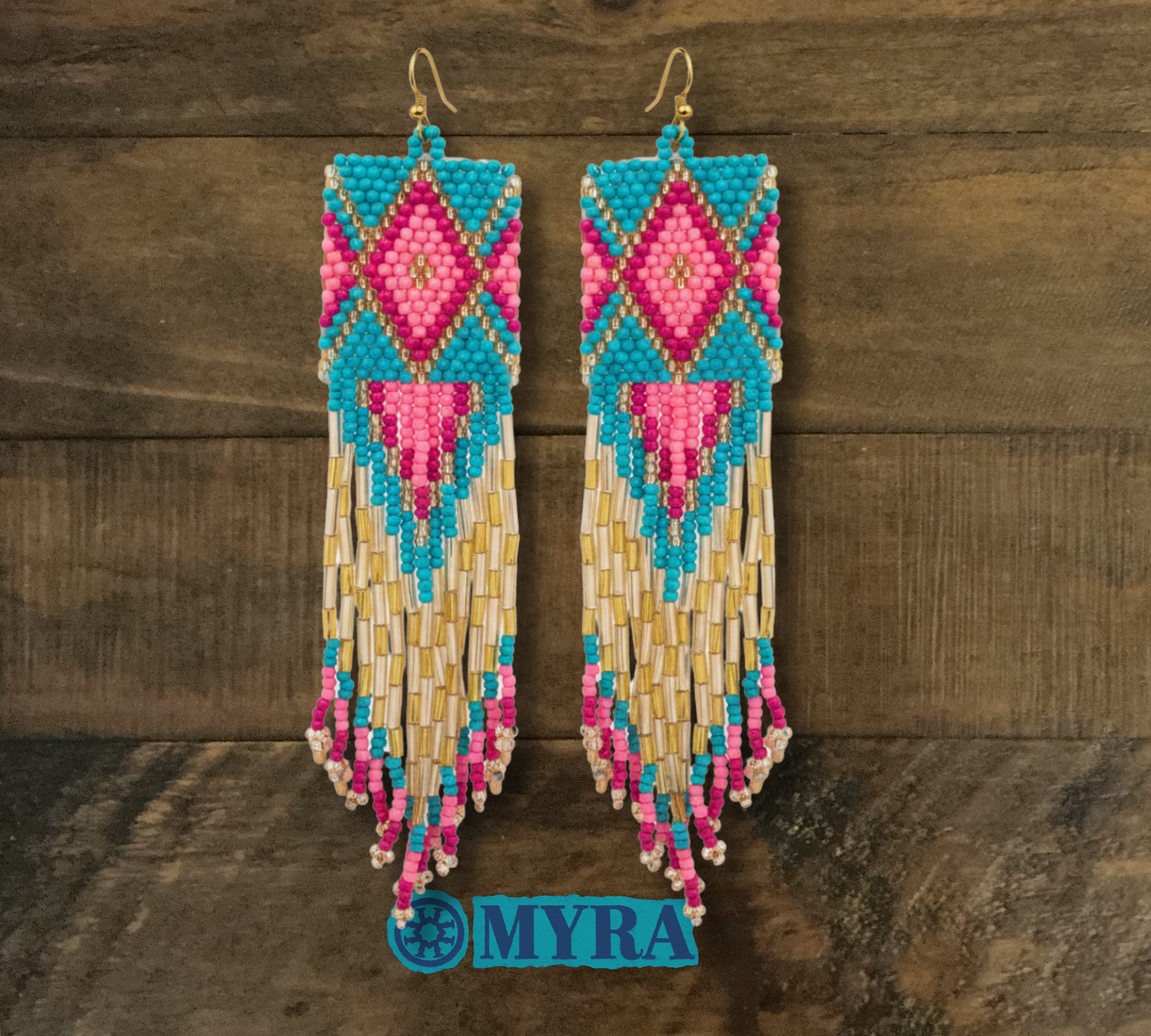 Rodeo Blue Beaded Fringe Earrings