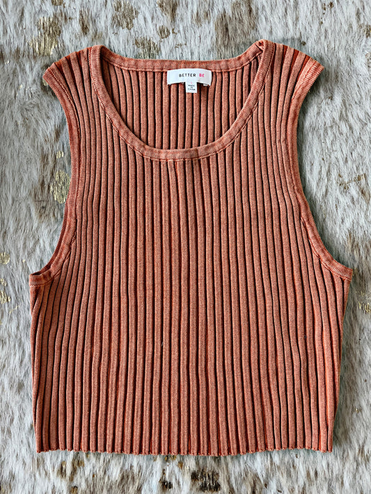 Orange Ribbed Mineral Wash Crop