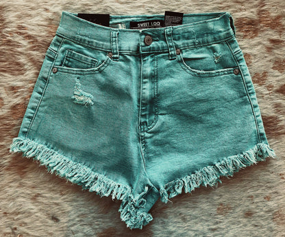 Teal Mineral Wash Shorts