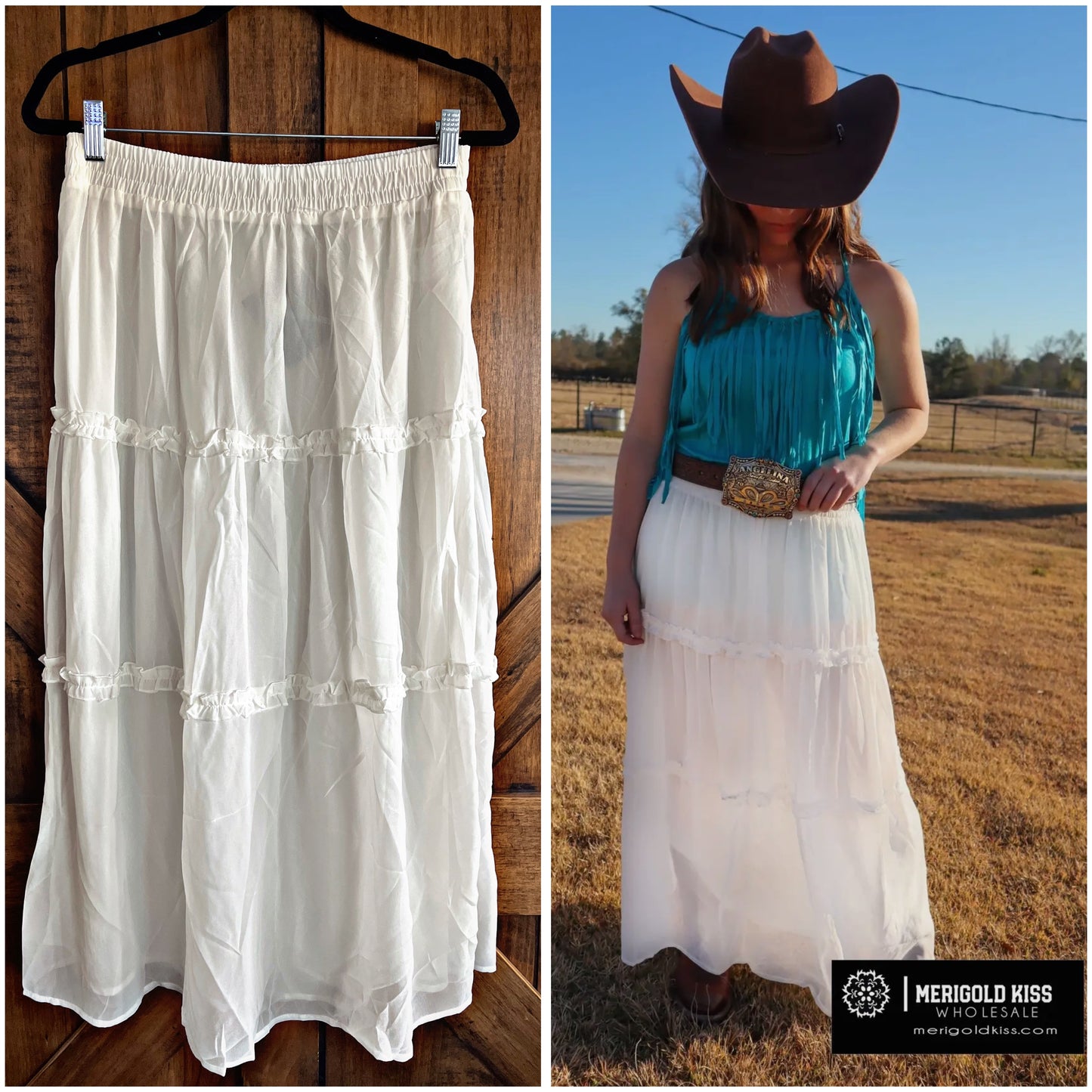 White Chiffon Maxi Skirt