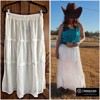 White Chiffon Maxi Skirt