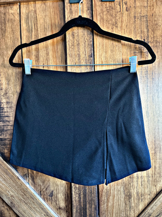 Black Front Slit Skort