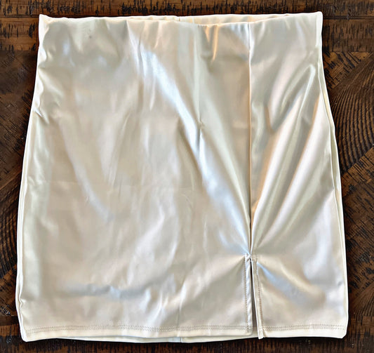 Faux White Leather Skirt