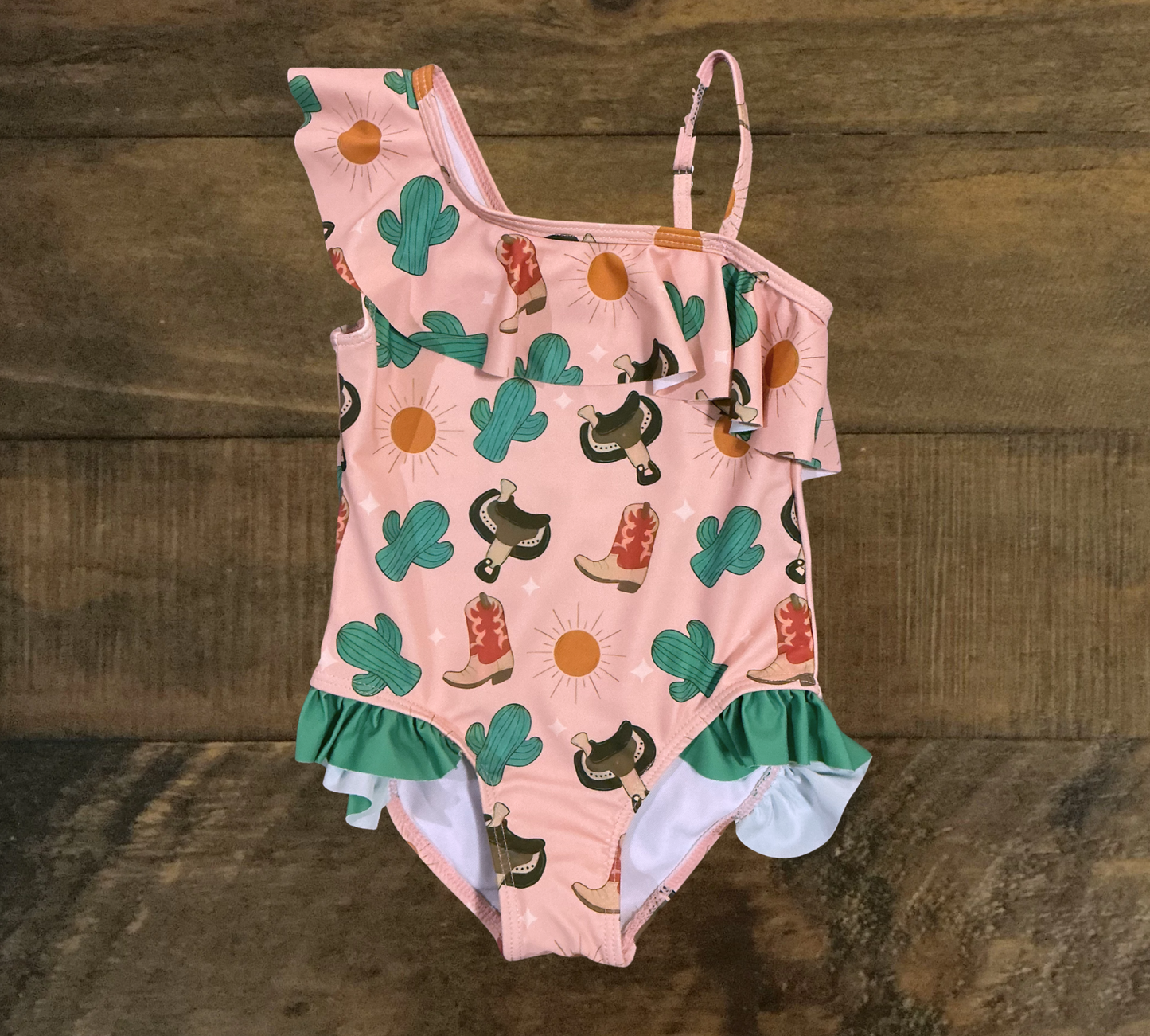 Little Girl’s Pink Western Swimsuit