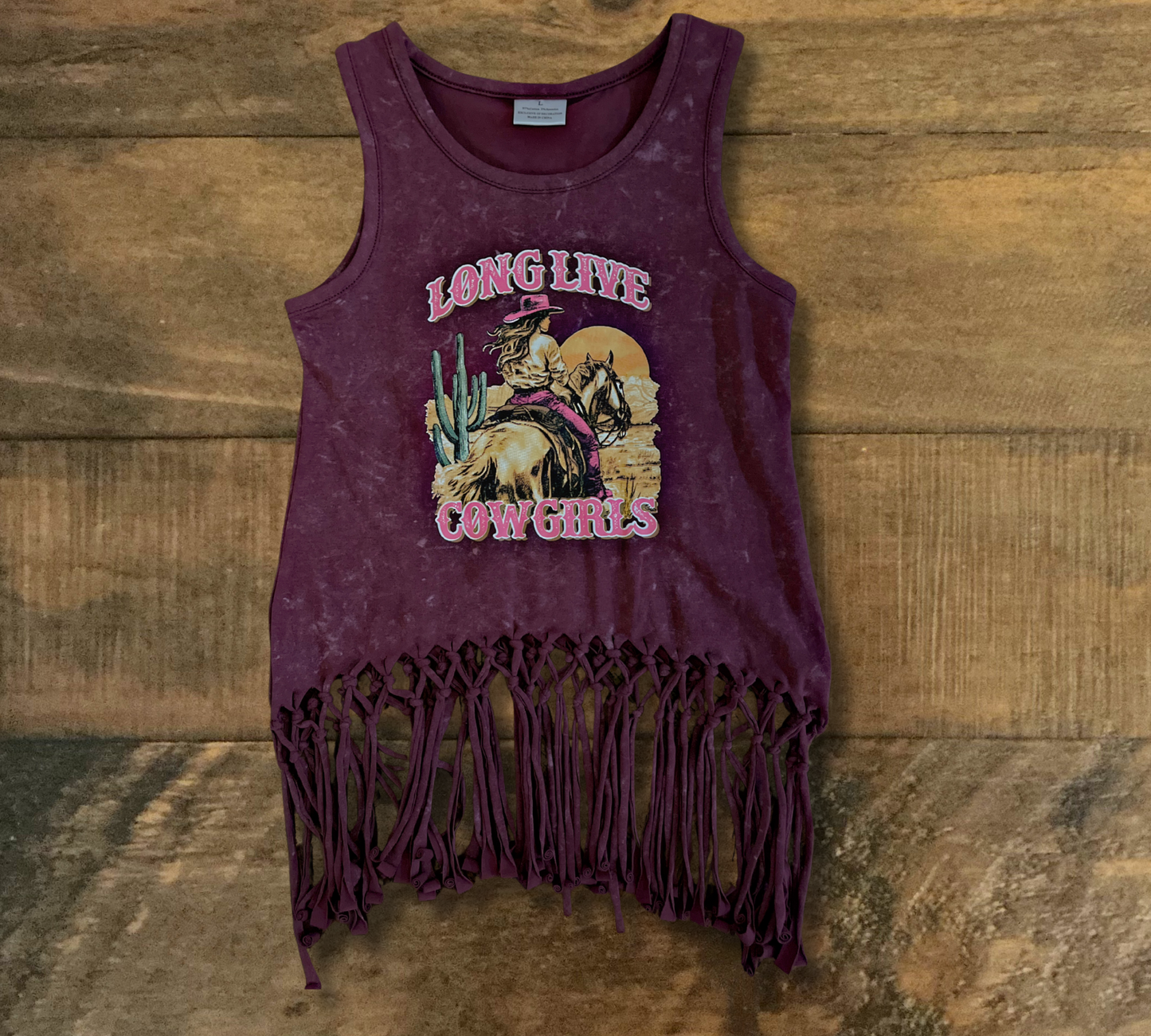 Little Girl’s “Long Live Cowgirls” Fringe Tank