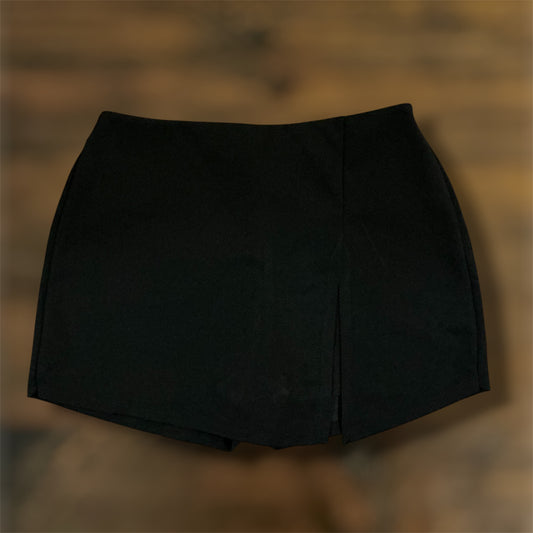 Black Front Slit Skort