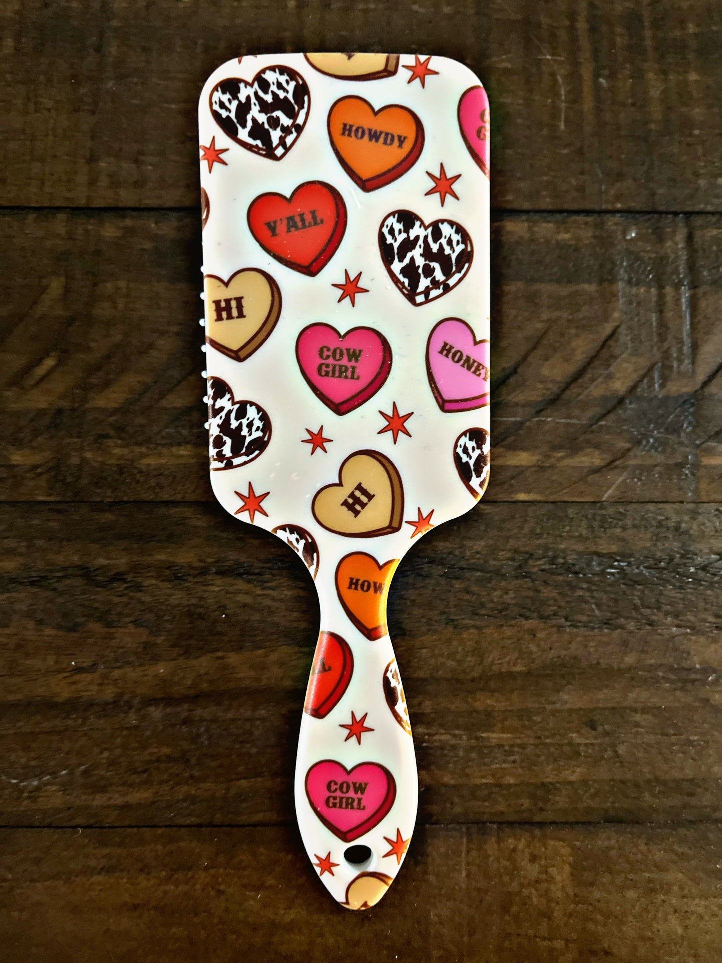 Western Print Paddle Hair Brushes