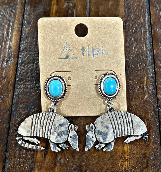 Armadillo & Turquoise Earrings
